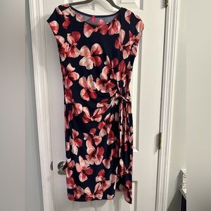 Women's Adjustable Side Tie Knee Length Printed Short Sleeve Maternity Dress